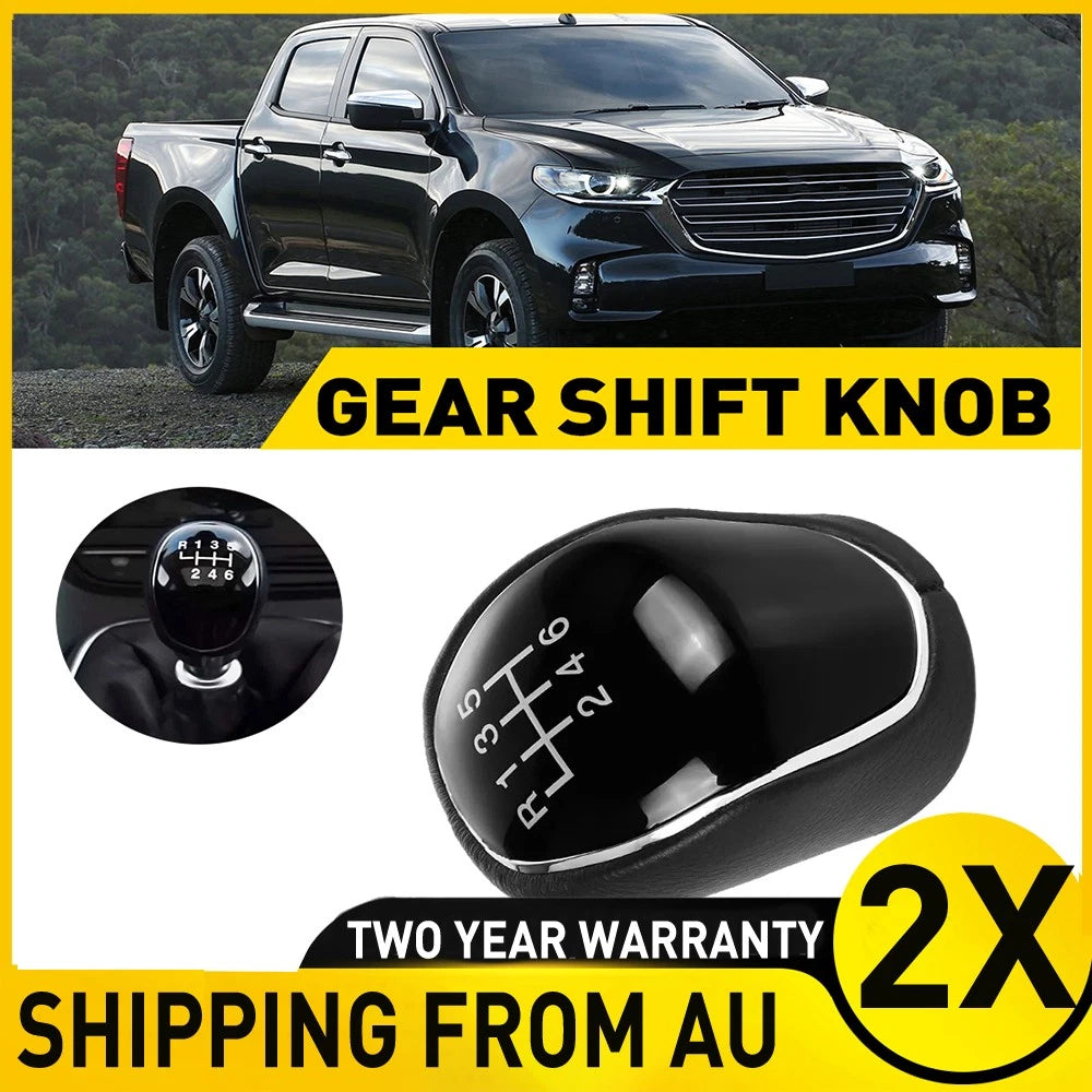 2x Suitable For Ford Ranger Mazda BT50 Pro Leather Gear Knob Shifter 6 Speed