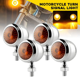 Chrome Mini Bullet Motorcycle Turn Signal Tail Lights Amber Indicator For Harley