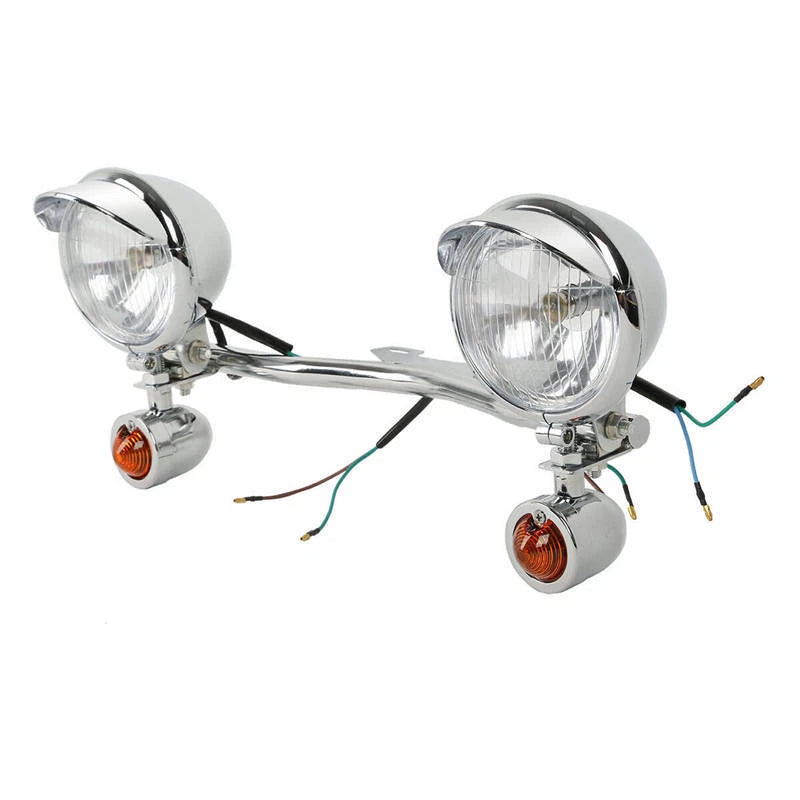 Driving Passing Turn Signal Spot Fog light Bar for Harley Chopper Bobber Chrome