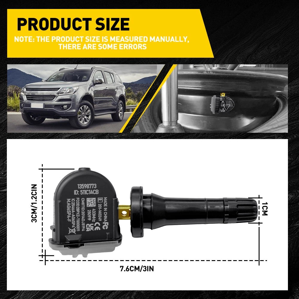 SET OF 8 FOR HSV SportsCat Colorado RG TPMS Valve Assemblies - 433 MHz