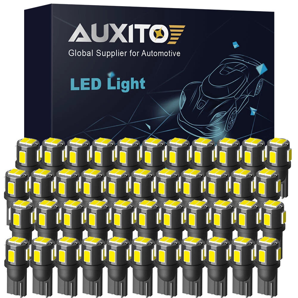 AUXITO 40x T10 W5W 6500K Super White Globe Front Park Head Light Bulb Wedge