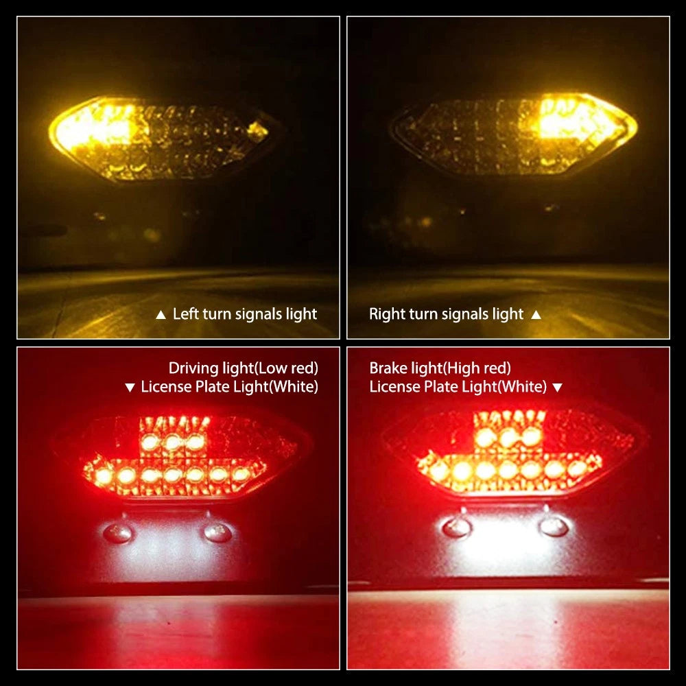 Universal Motorcycle LED Turn Signals Brake Integrated License Tail Plate Light