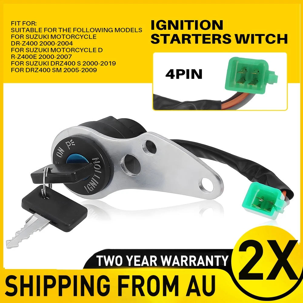 2x Ignition Switch Lock Barrel & Keys Suits For Suzuki DRZ400 S 00-19 DRZ400 SM