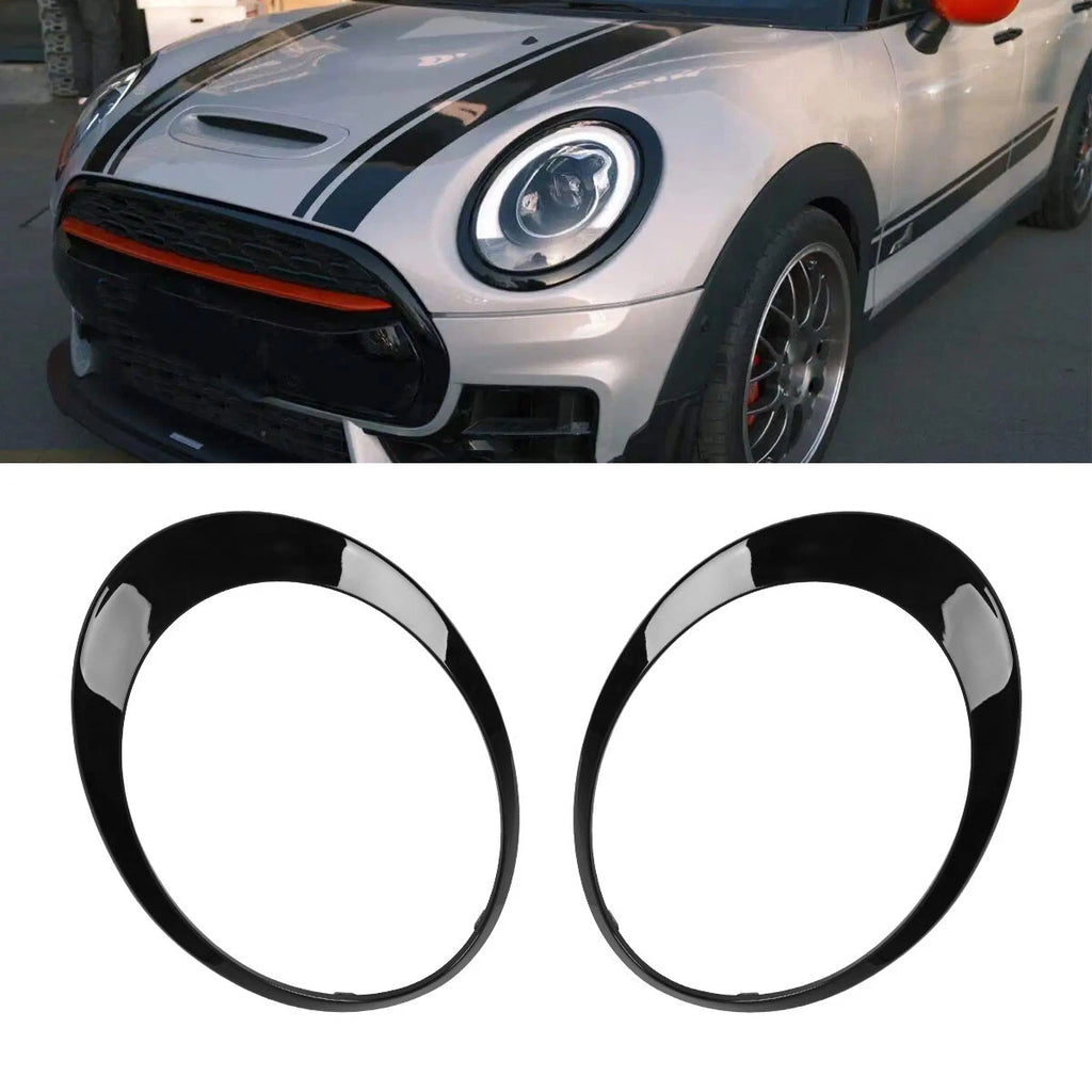 Pair Gloss Black Headlight Trim Ring Fit For MINI Clubman F54 2014-2019 15 16 S