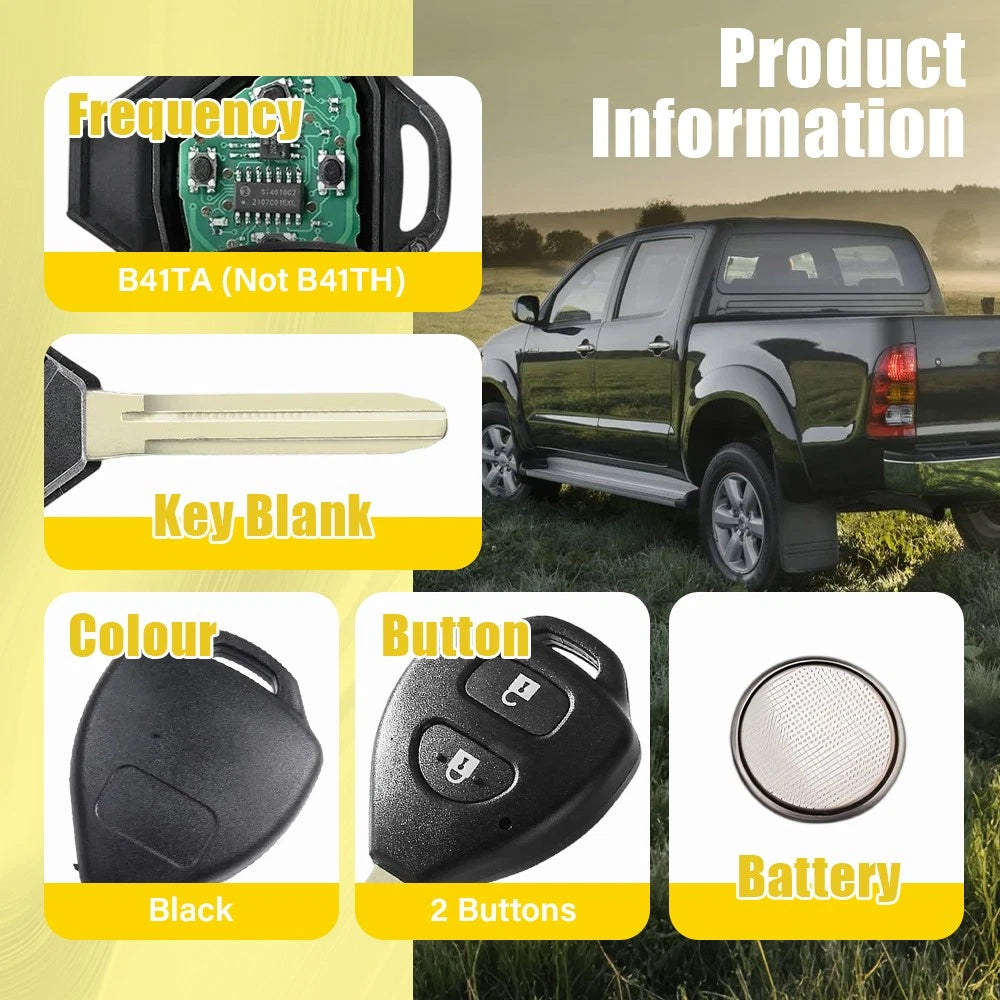2x Complete Remote Key Fob To For Toyota HILUX 2009 2010 2011 2012 2013- 2015 G