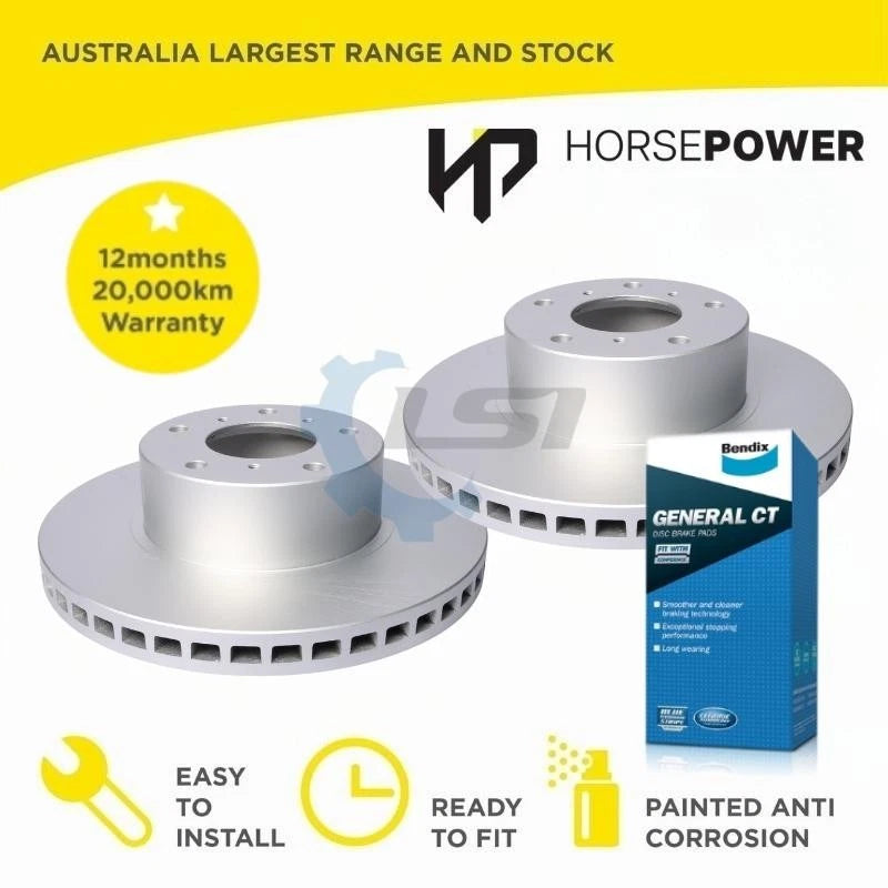 Front Bendix Brake Pads and Disc Rotors for Holden CREWMAN VY VZ S SS 2WD 03-