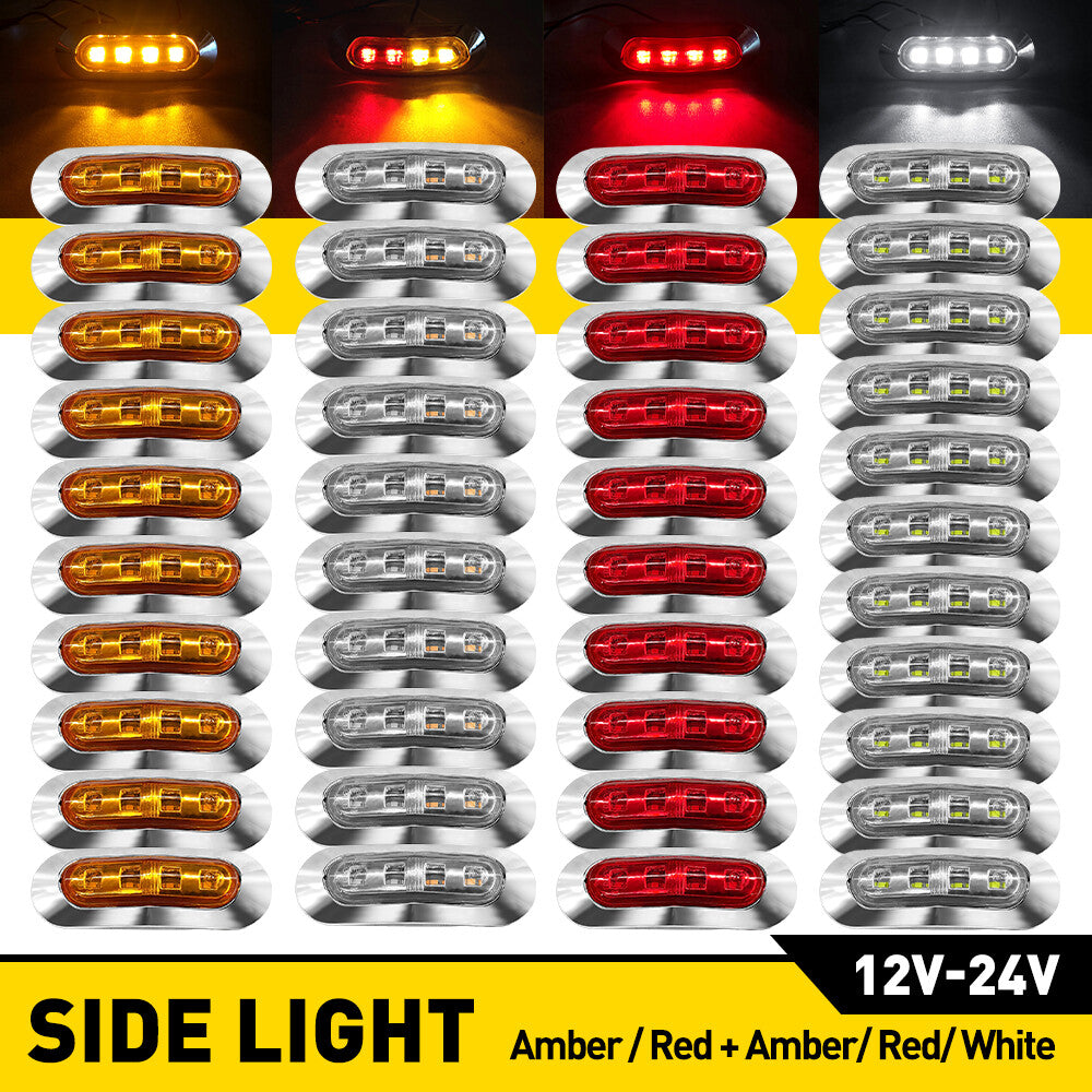 10X CLEARANCE LIGHT LED SIDE MARKER AMBER RED WHITE TRAILER TRUCK CARAVAN 12-24V