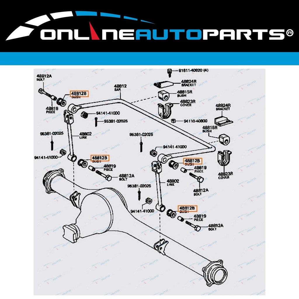 Rear Sway Bar Link Pin Bush Kit for LandCruiser Prado KZJ70 KZJ73 KZJ77 KZJ78
