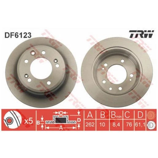 TRW Brake Rotor Rear DF6123S