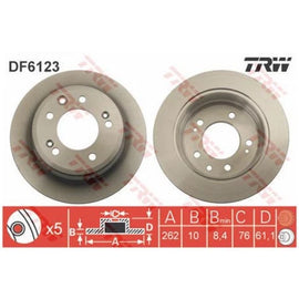 TRW Brake Rotor Rear DF6123S