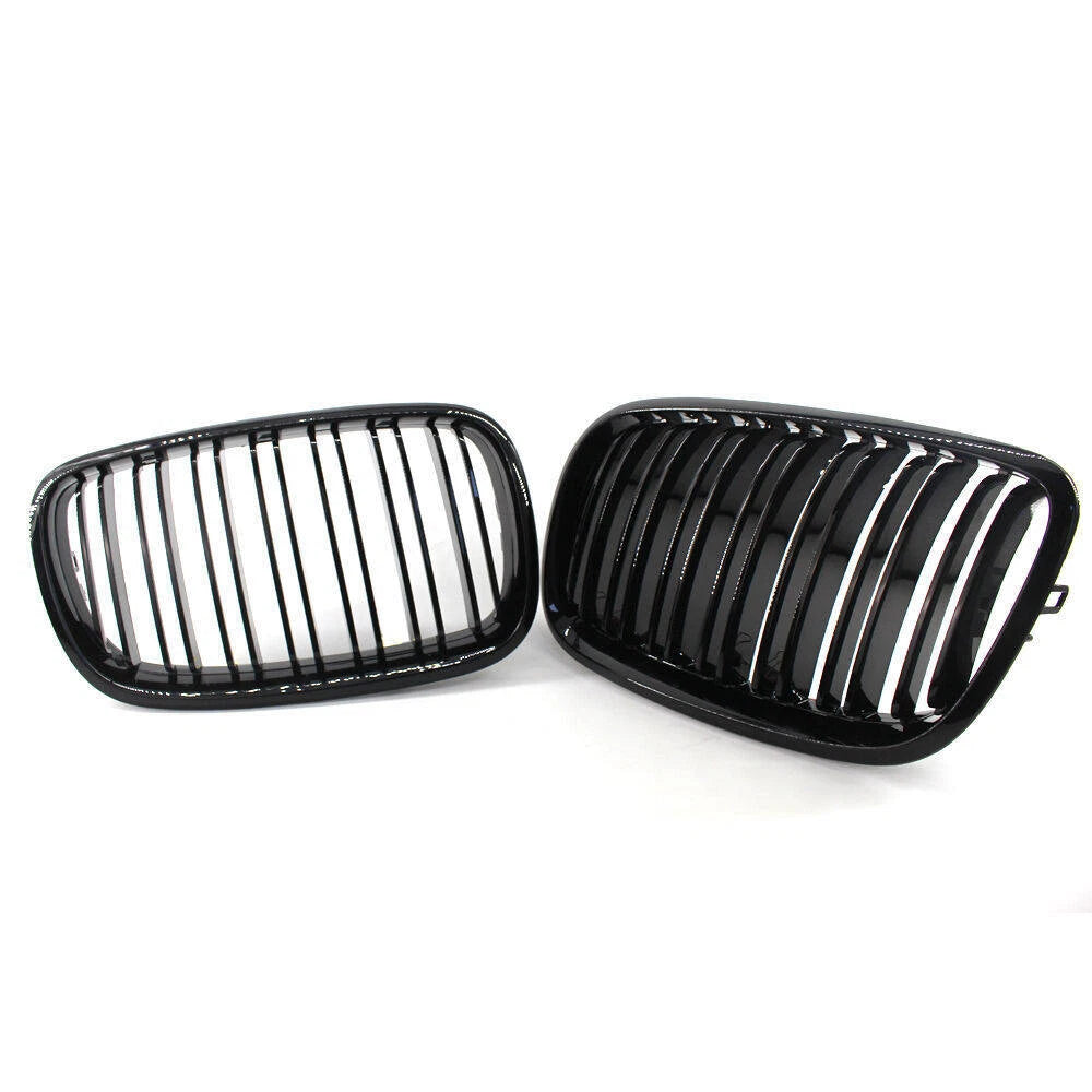 For BMW X5 X6 E70 E71 07-13 Front Grille Grill Kidney Cover Vent Gloss Black ST