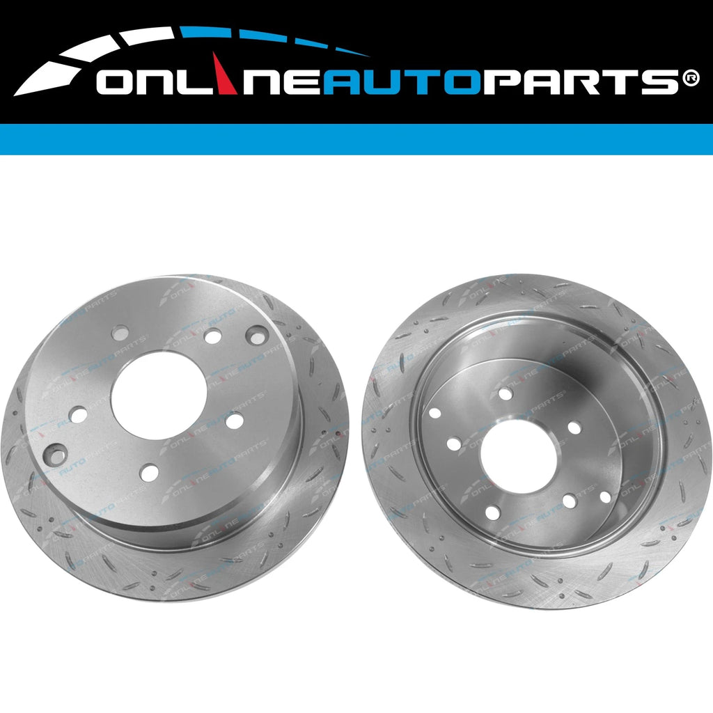 2 Rear Slotted+ Drilled Disc Rotors V6 V8 for Commodore VT VX VU VY VZ Brake