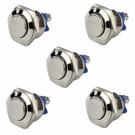 5PCS Waterproof Stainless Steel 16mm Momentary On off Push Buttom Switch Start