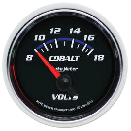 Autometer Cobalt 2-1/16in Voltmeter Gauge 8-18V Short Sweep Electric AU6192