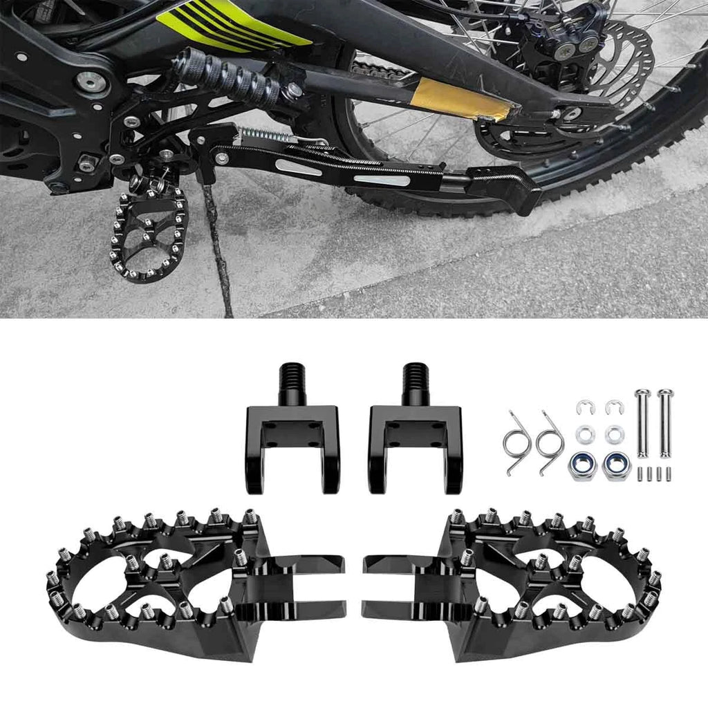 Black Wide Fat Footpegs Foot Pegs For Surron Sur-Ron Light Bee X For Segway X160