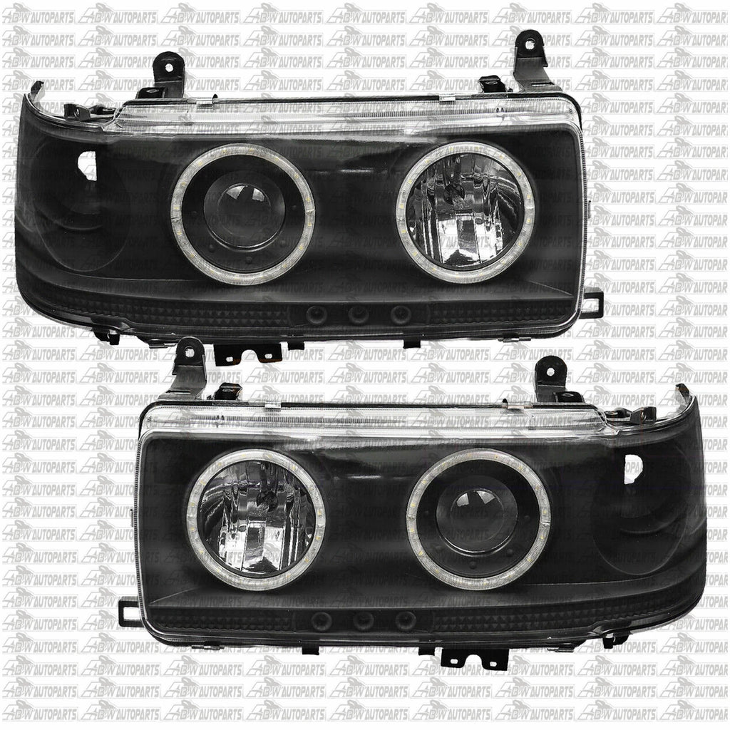 BLACK Angel Eye Projector HeadLights LED For Toyota Landcruiser 80 Series 90-98