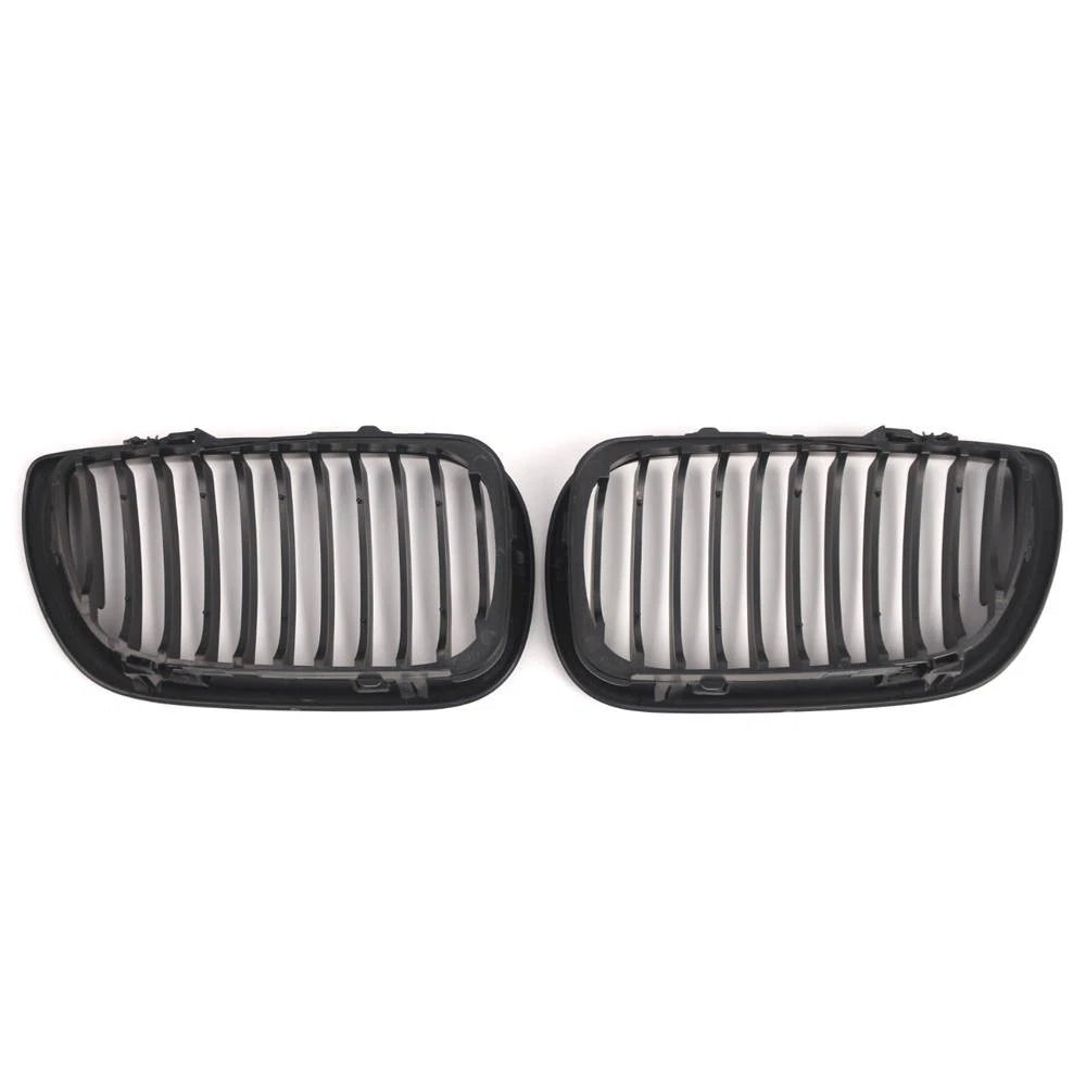 Pair Front Kidney Grill Grille For BMW E46 3 Series 4Door 02-05 Matte Black ST
