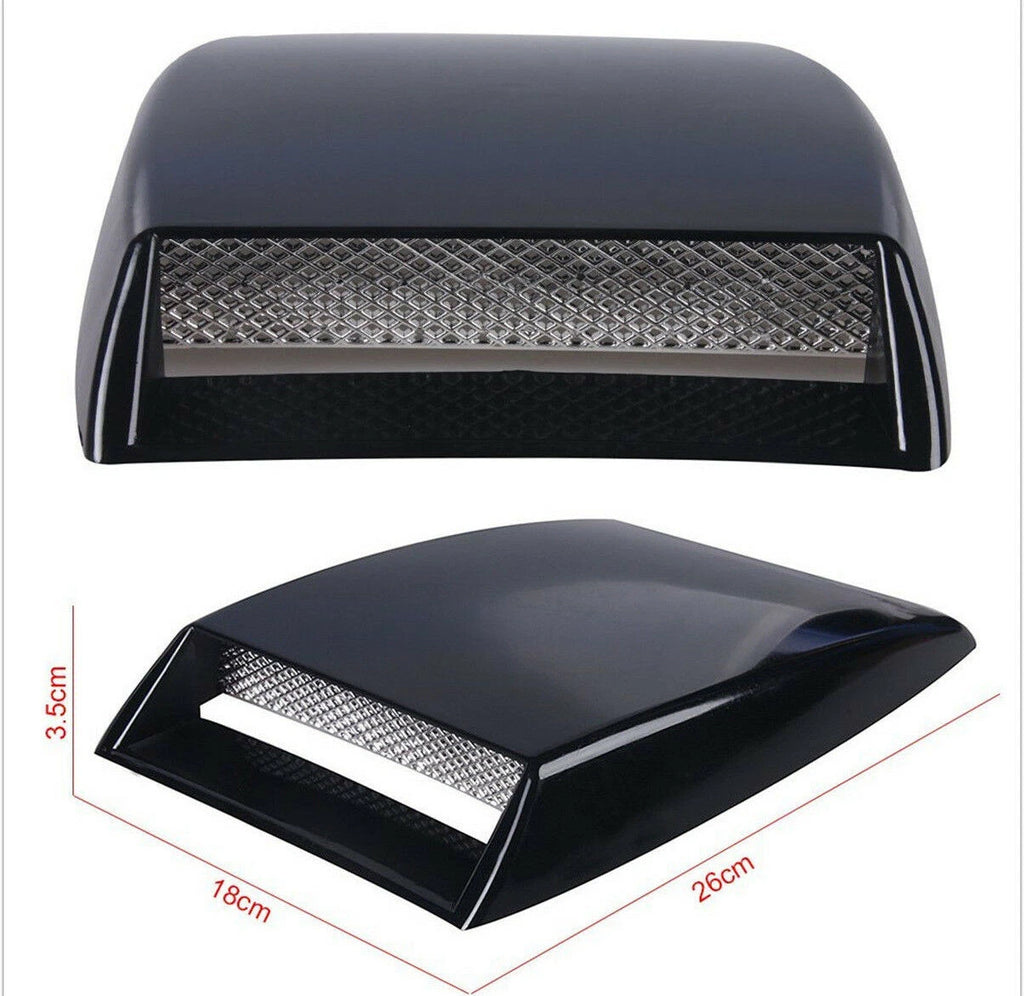 1x Universal Car decorative Air Flow Intake Scoop Bonnet Vent Cover Hood Black S
