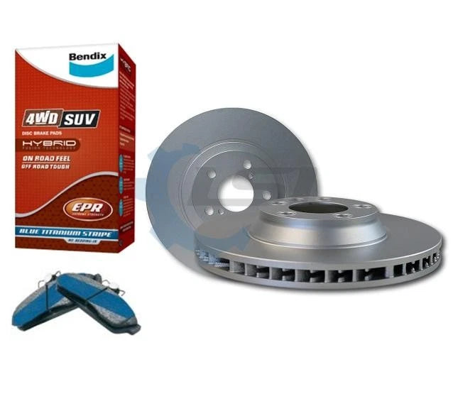 Rear Bendix 4WD Brake Pads and Rotors Set for Isuzu MU-X 3.0L 11/2013-06/2021