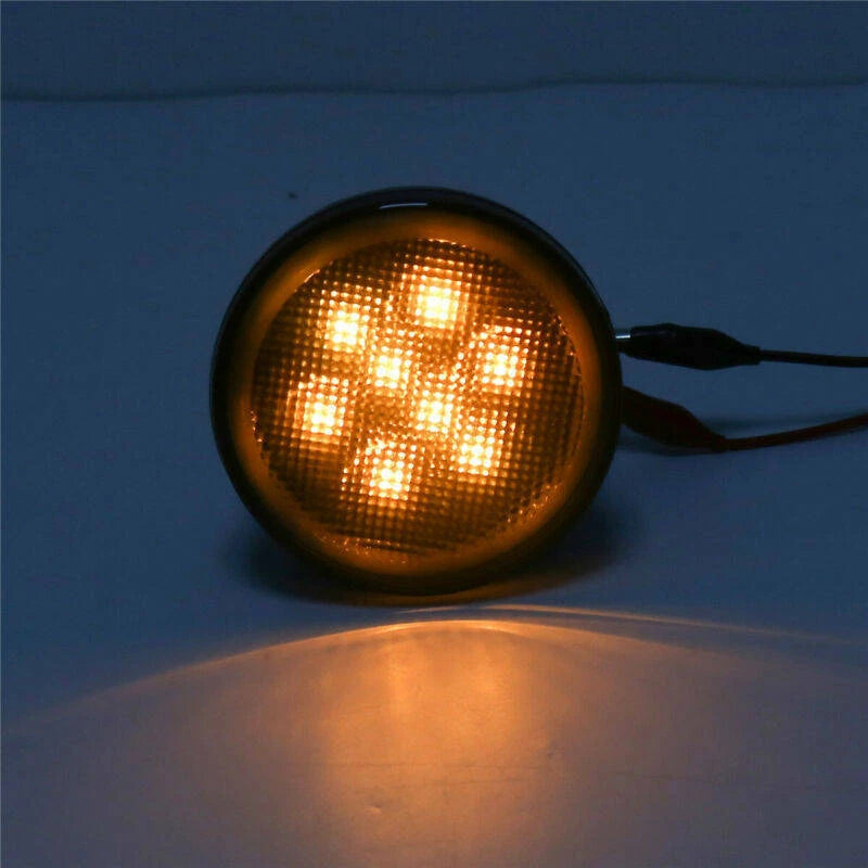 For Jeep Wrangler JK 07-18 LED Amber Turn Signal Light Smoke Lens Halo DRL Lamps