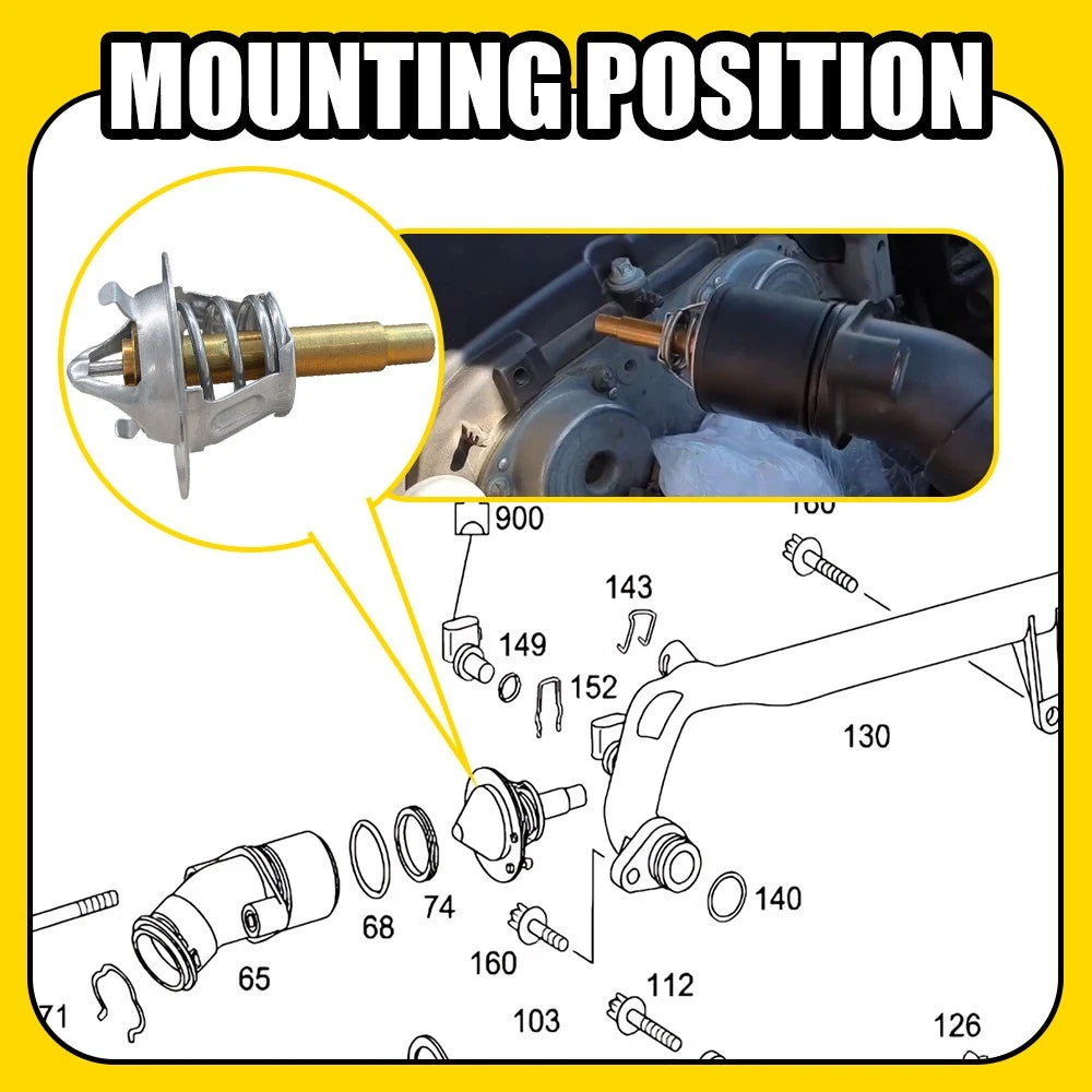 for Mercedes W203 W204 W211 CL203 R171 2002-14 Thermostat with Seal 2712030575