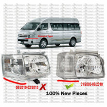 Load image into Gallery viewer, Pair of Head Light Lamp Chrome For Toyota Hiace TRH KDH Van Bus 2005~2010 LH+RH