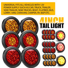 Load image into Gallery viewer, 2-8X 4" Round LED Tail Lights Stop Indicator Trailer Truck Caravan Waterproof