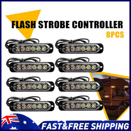 8Pcs 12V LED Strobe Emergency Light Car Trcuk Warning Flashing Roof Grille Lamps