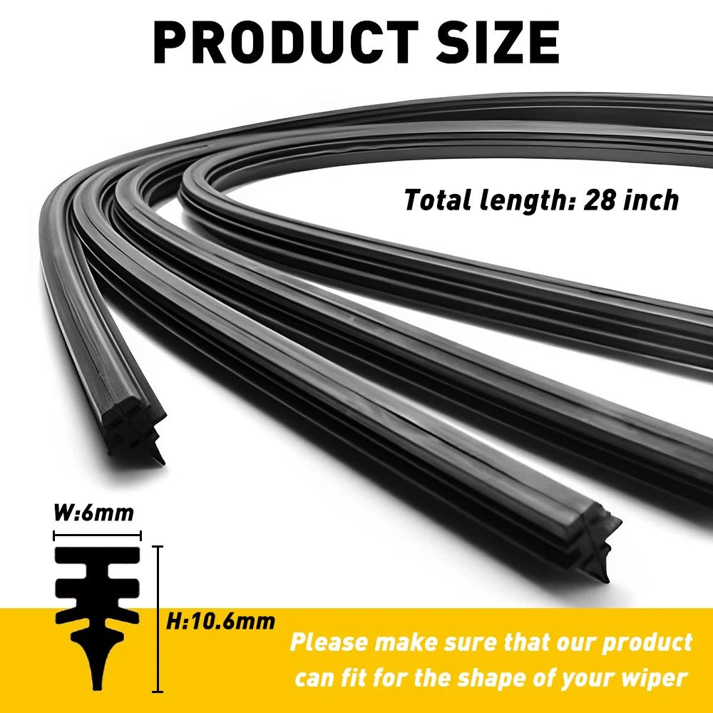 4x Premium Wiper Blade Inserts 28" Refills Universal Accessories Rubber Premium