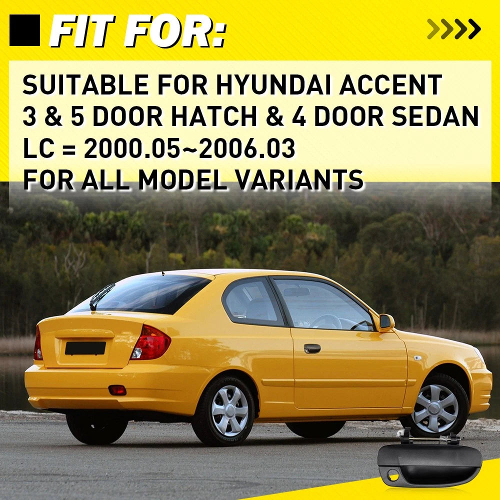 for Hyundai Accent LC 00-06 Pair FRONT LEFT RIGHT SIDE OUTER Door Handle Black
