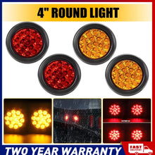 Load image into Gallery viewer, 4X Round Red Amber Indicator LED Tail Trailer Lights Ute Caravan Truck Stop 30V