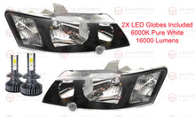 Load image into Gallery viewer, Black Headlights Pair + LED Globes For Holden Commodore VY SS SV6 SV8