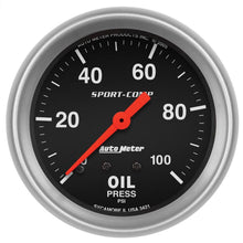 Load image into Gallery viewer, Autometer Sport-Comp 2-5/8in Oil Pressure Gauge 0-100 PSI Mechanical AU3421