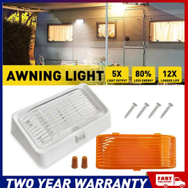 White Amber LED Awning Light With Switch Trailer Fit Caravan Annexe Jayco Camper