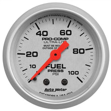 Load image into Gallery viewer, Autometer Ultra-Lite 2-1/16in Fuel Pressure Gauge 0-100 PSI Mechanical AU4312