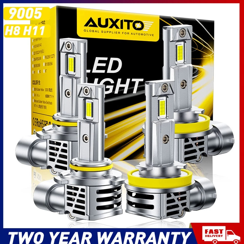 AUXITO 4x 9005 H8 H11 LED Headlight Bulb Kit High Low Beam 6500K Replace Halogen