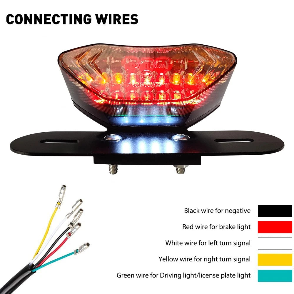 Universal Motorcycle LED Turn Signals Brake Integrated License Tail Plate Light