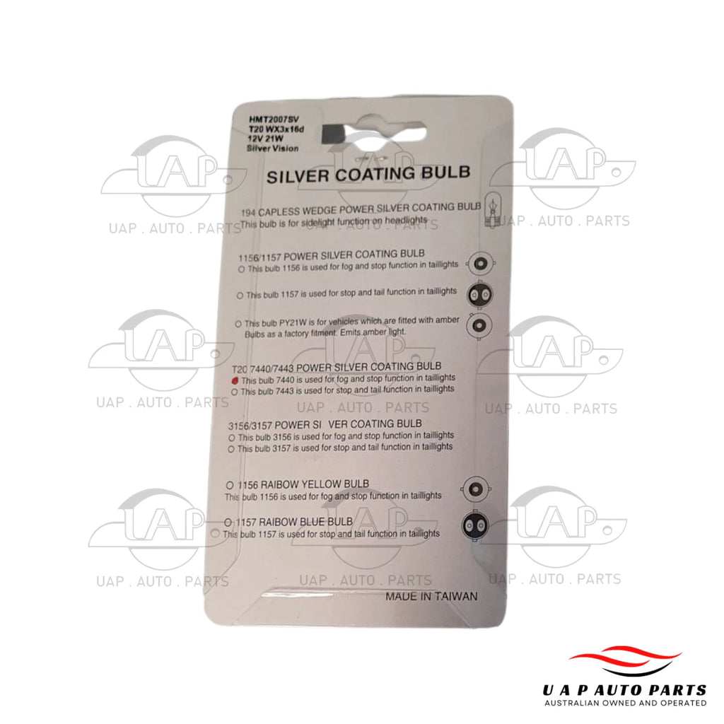 T20 WY21W Amber Wedge Silver Coating Indicator Light Bulb Globe 7440 2pc pack
