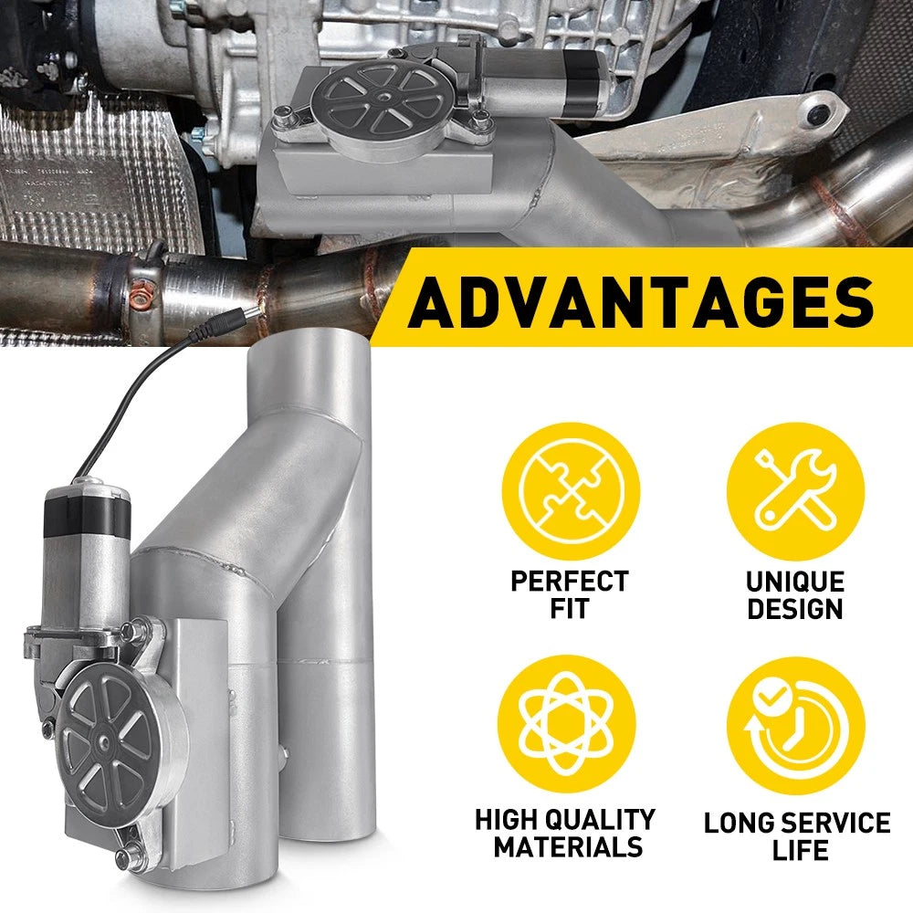 3" Electric Exhaust Valve Kit Downpipe Cut Off with Controller Remote Wire Key