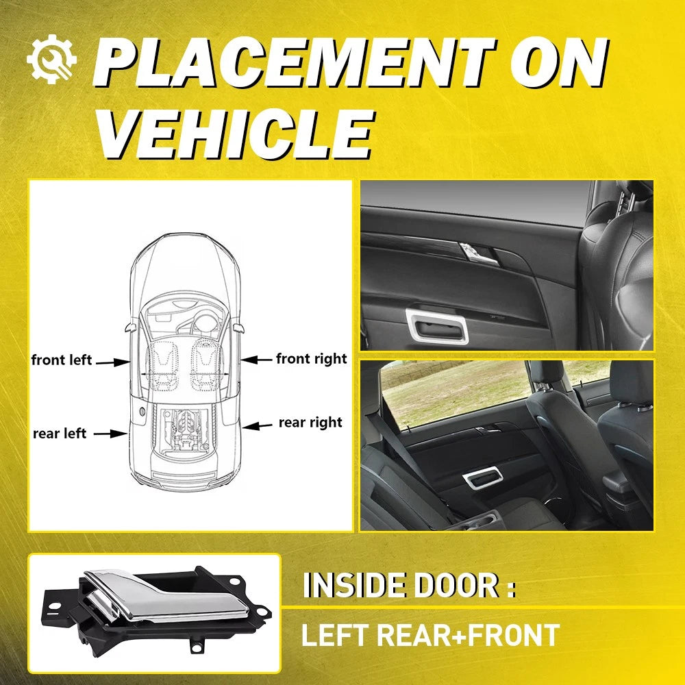 2X FRONT REAR LH Inner Door Handle Satin for Holden Captiva 5 Seater 2006-2018