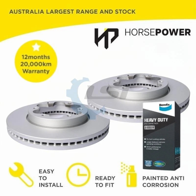 Front Bendix Heavy Duty Brake Pad Disc Rotors Set for Toyota HIACE KDH TRH 05-18