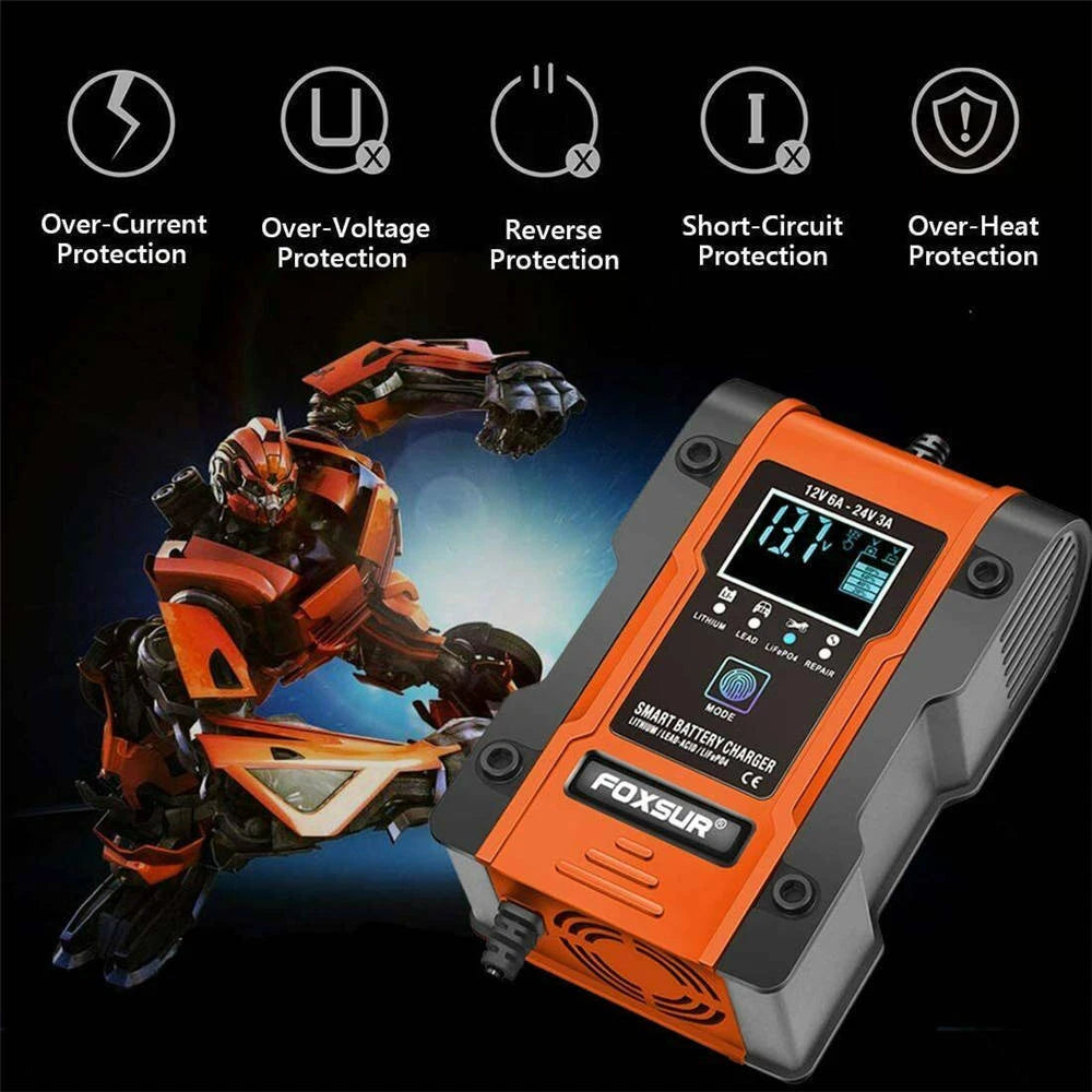 12/24V Car Battery Charger Lead-acid AGM GEL& Lithium LiFePO4 Battery Repair ST