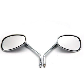 Motorcycle Rear View Mirrors Chrome Oval Side Mirrors 10mm Thread Universal ST