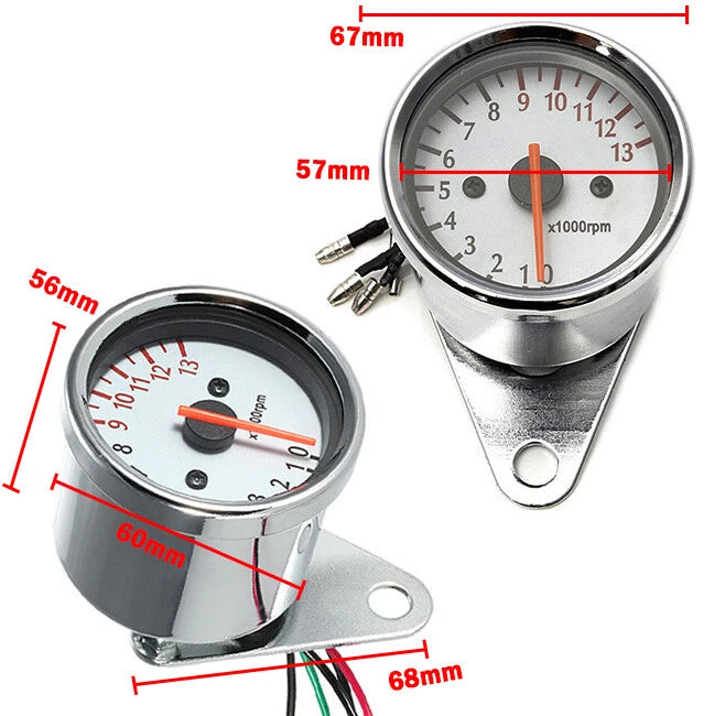 12V Motorcycle LED Speedometer Meter Tachometer Odometer Tach Gauge 0-13000 RPM