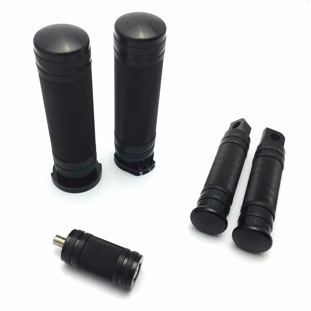 Black Foot Peg & Toe Shifter & Handlebar Grips for Harley for Softail for Dyna S