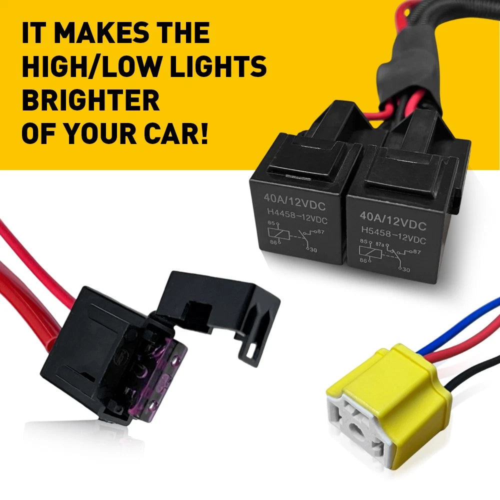 2x Car Halogen Headlight Bulb Light Relay Harness Wiring Socket Plug Wire H4 AU