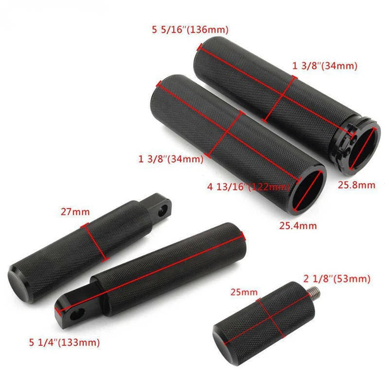 Black 1'' Hand Grips +Foot Pegs Footrest + Shift Peg For Harley XL 883 1200 ST
