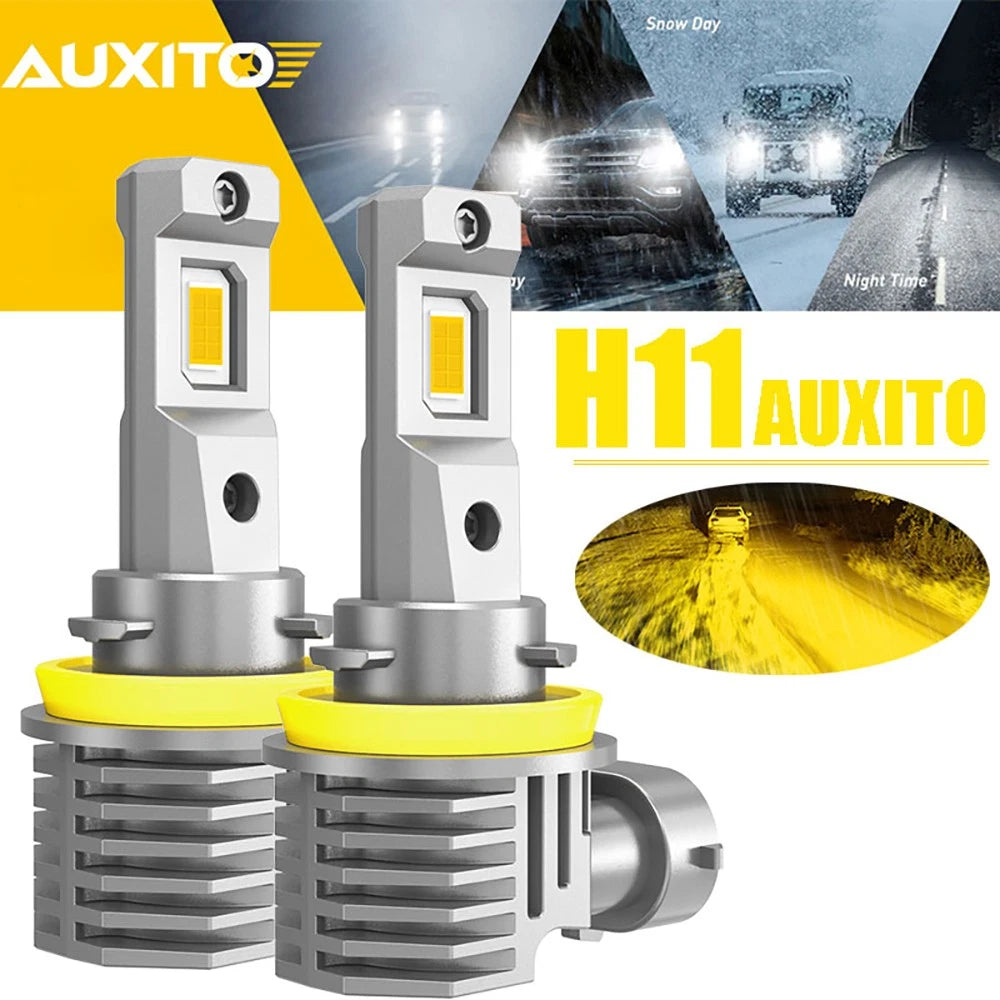 AUXITO 2X H8 H9 H11 LED Headlight Globes Bulbs Kit High/Low Beam 6500K Canbus