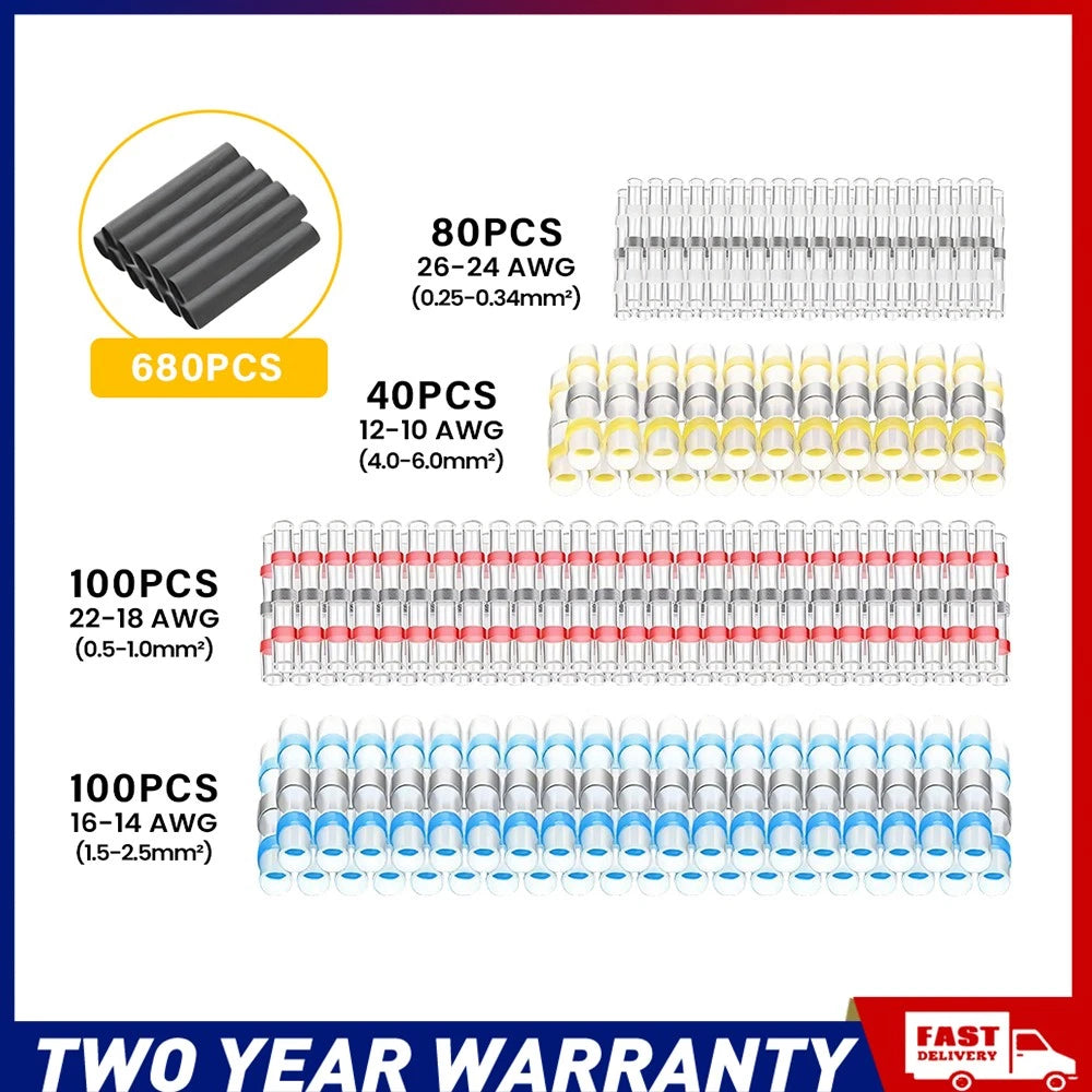 1000PCS Connectors Heat Shrink Butt Marine Crimp Wire Splice Terminal Waterproof