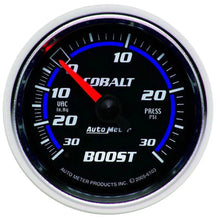 Load image into Gallery viewer, Autometer Cobalt 2-1/16in Boost/Vacuum Gauge 30in/Hg 30PSI Mechanical AU6103